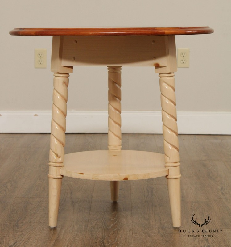 Rustic Vintage Pine Round Side Table gallery