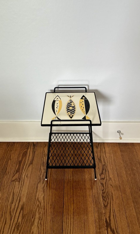 Mid Century Modern Wrought Iron Tile Top Atomic Fish Germany End Accent Table gallery