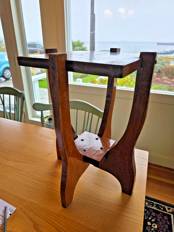 Antique Mission Arts & Crafts Wooden Plant Stand Display Table Oak Wood 18″