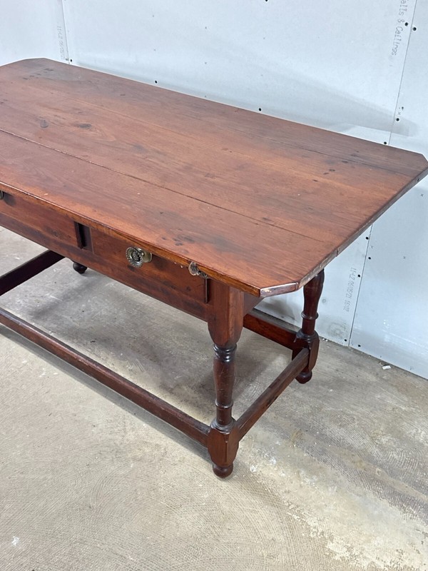 Antique William Mary Walnut Farm Table Pa Tavern Pub Stretcher Base 18th Century gallery