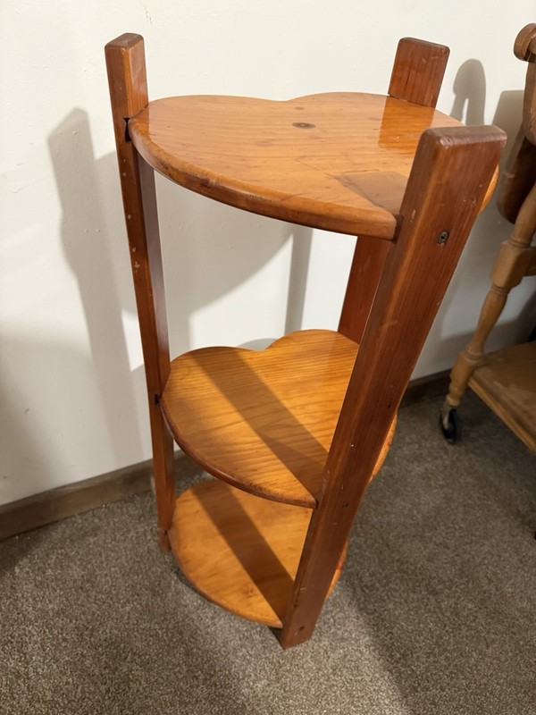Vintage Heart Shelf Corner Stand Wood 3 Tier Farmhouse Cottagecore Rustic Decor
