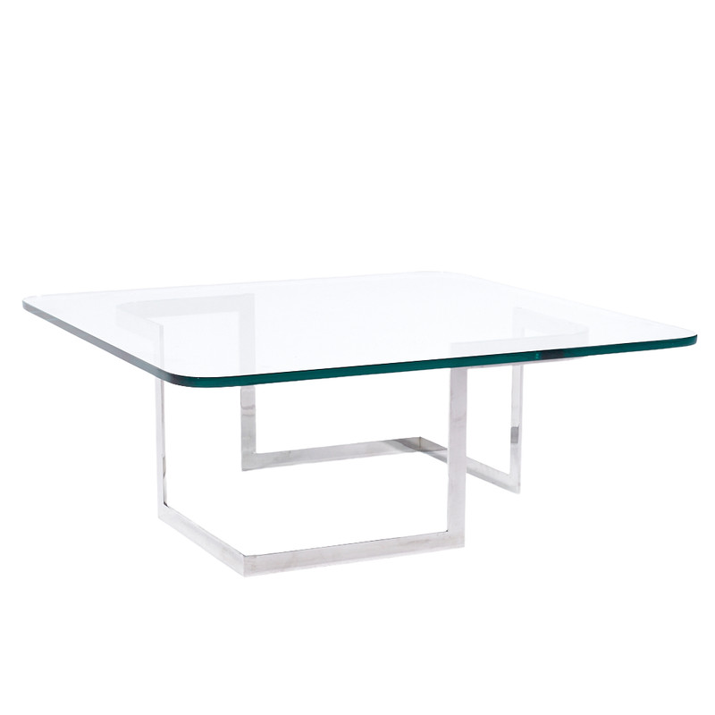 Vladimir Kagan Mid Century Steel and Glass Infinity Coffee Table