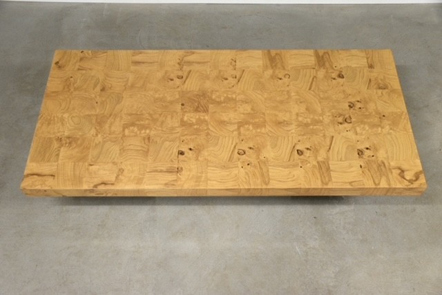 Milo Baughman for Thayer Coggin Burl and Chrome Coffee Table gallery