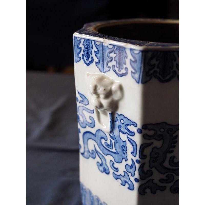 Retro Ceramic Brazier Seto Ware Water Lily Goldfish Japan Mid-Showa D Size gallery