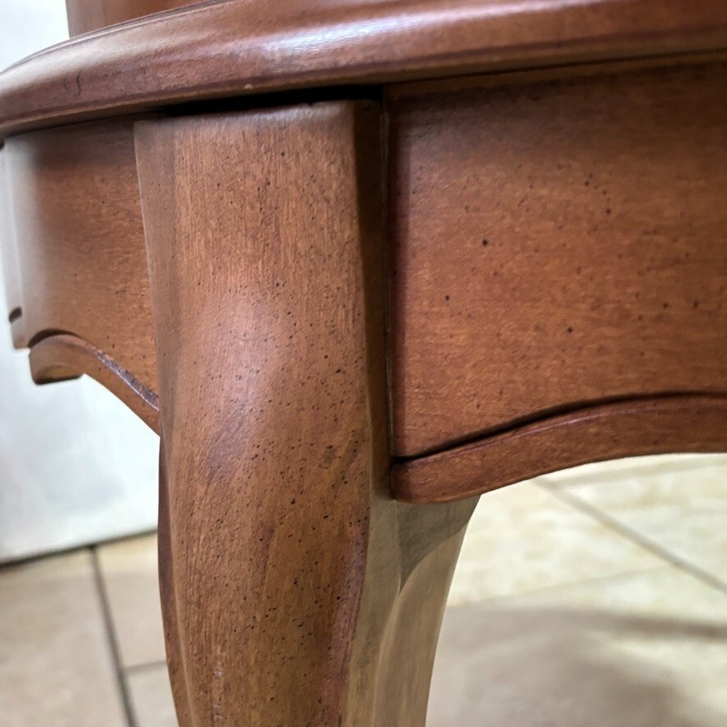 Mid 20th Century Hardwood, Brass Mesh French Round Accent Table 28 x 26" gallery