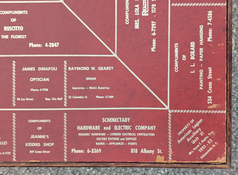 American Legion Auxiliary Wood Folding Game Card Table 1951-52 NY w Advertising gallery