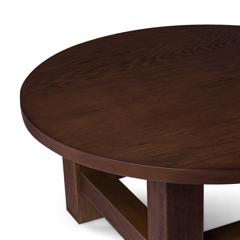 Maven Lane Marco Round Wooden Coffee Table Rustic Accent Furniture, Aged Brown gallery