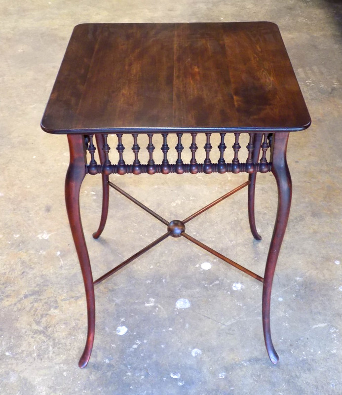 Antique Mahogany Spindle Side Table Duncan Phyfe Style Accent Table Refurbished gallery