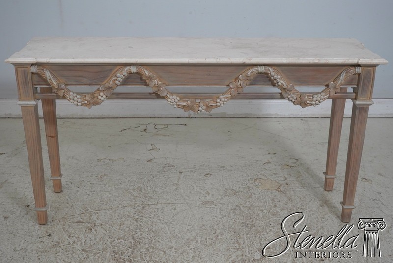 L69951: Italian Neoclassical Travertine Granite Top Console Table gallery