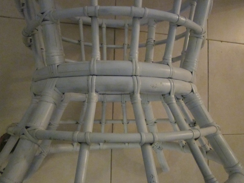 Vintage Bamboo Rattan Dining Round Table Base White Color shipping is extra gallery