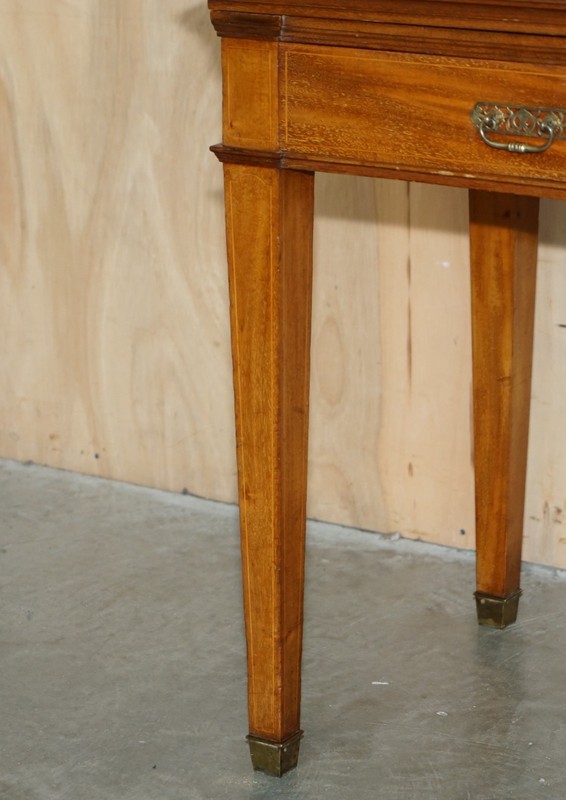 FULLY RESTORED HOWARD & SON'S FLAMED MAHOGANY MARBLE INSET CONSOLE TABLE DESK gallery