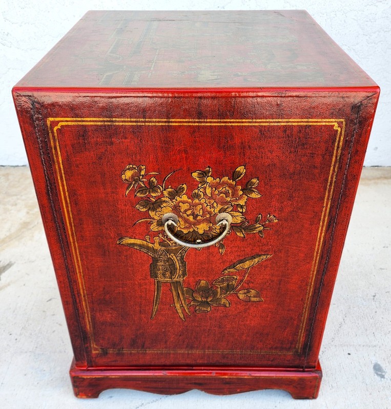 Chinese End Table Nightstand Cabinet Vinyl Wrapped gallery