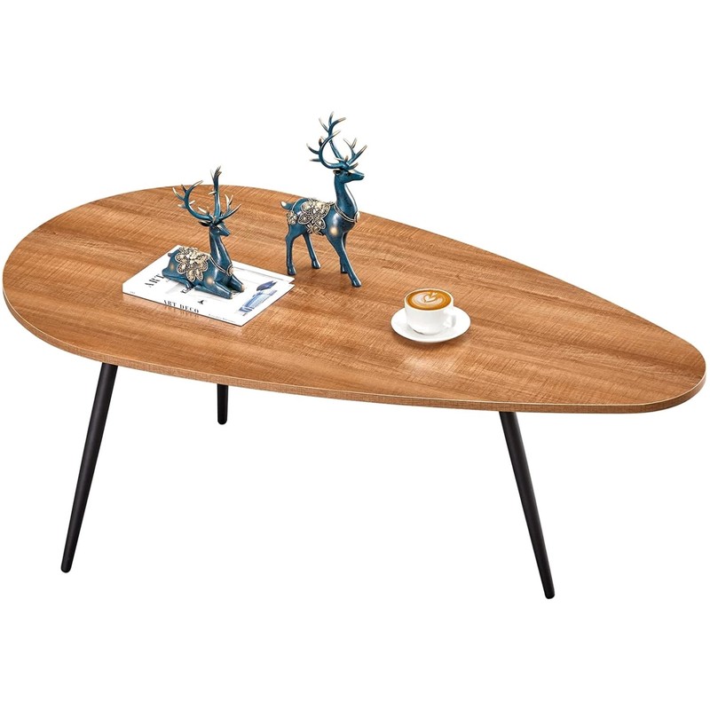 Compact Rustic Oval Coffee Table – Stylish Walnut Finish for Cozy Living Rooms