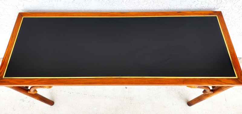Bamboo Console Sofa Table Vintage 1970s Boho MCM gallery