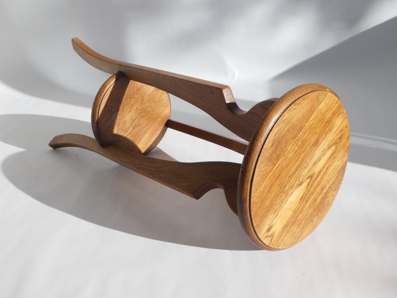 Vintage Oak Art Deco Plant Stand, Amsterdam School Pedestal, Two Tier Table gallery