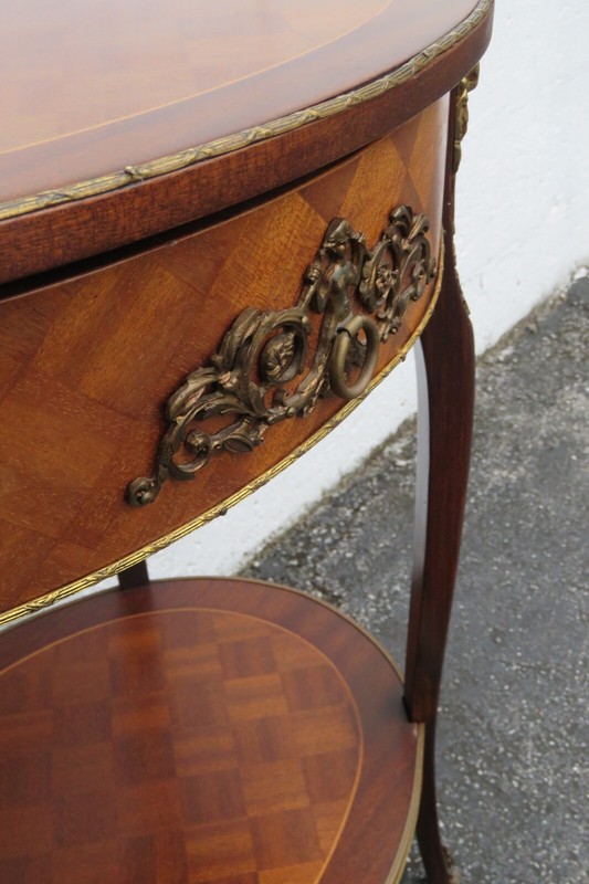 French Inlay Oval Two Tiers Side End Accent Table 5250 gallery