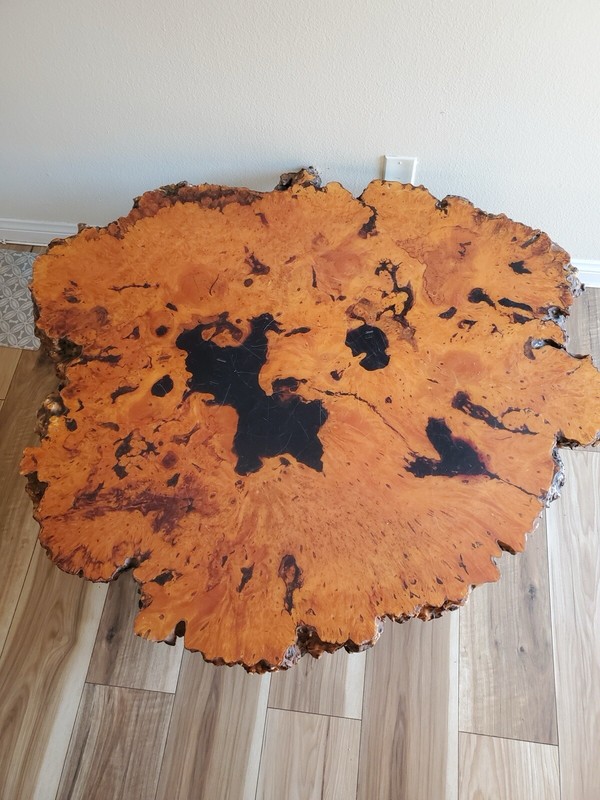Live Edge Redwood Burl Coffee Table – Vintage Craftsmanship gallery