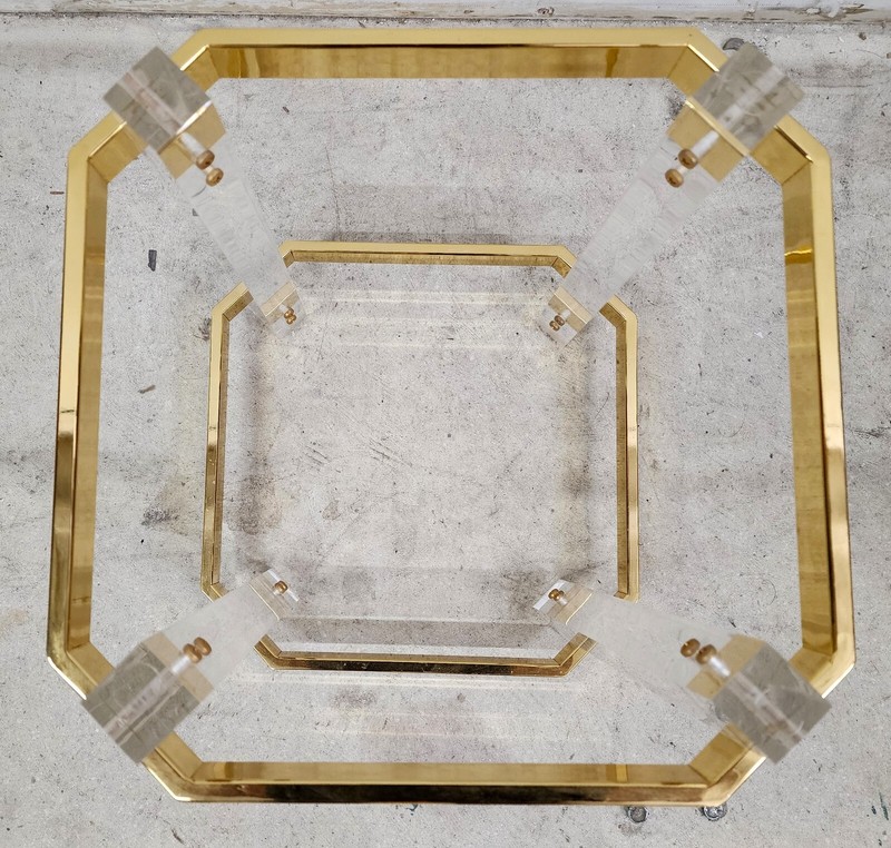 Lucite Side Coffee Table CHARLES HOLLIS JONES Style 24 Karat Gold Plated Petite gallery