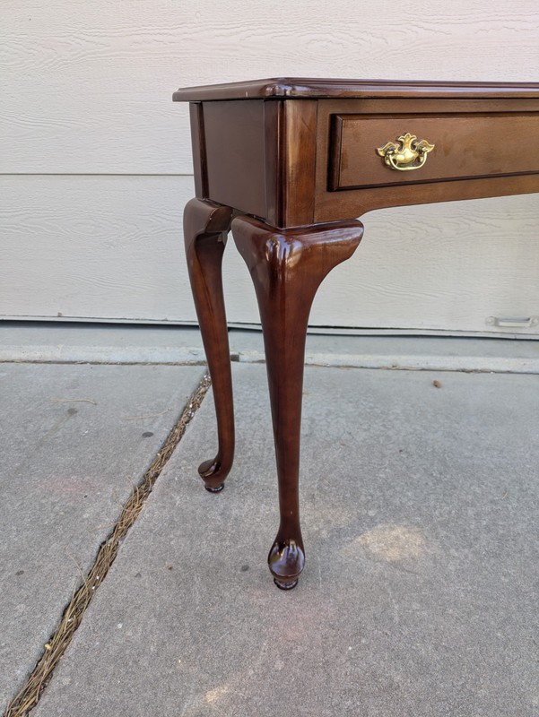 Vintage Bombay Company Queen Anne Mahogany Wood Console Sofa Table 2-Drawer M97 gallery
