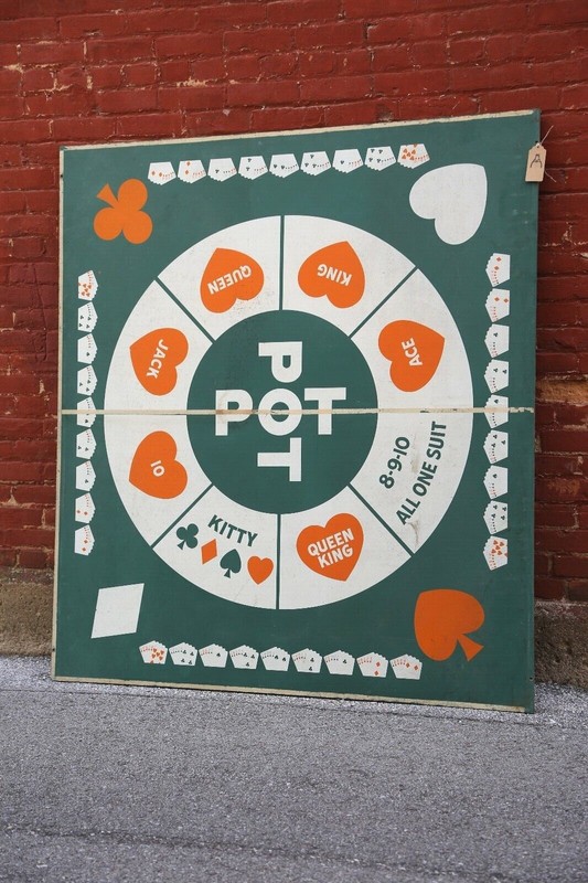 Vintage Poker Table Game Board Top Large Display Gambling Sports Bar Casino Old gallery