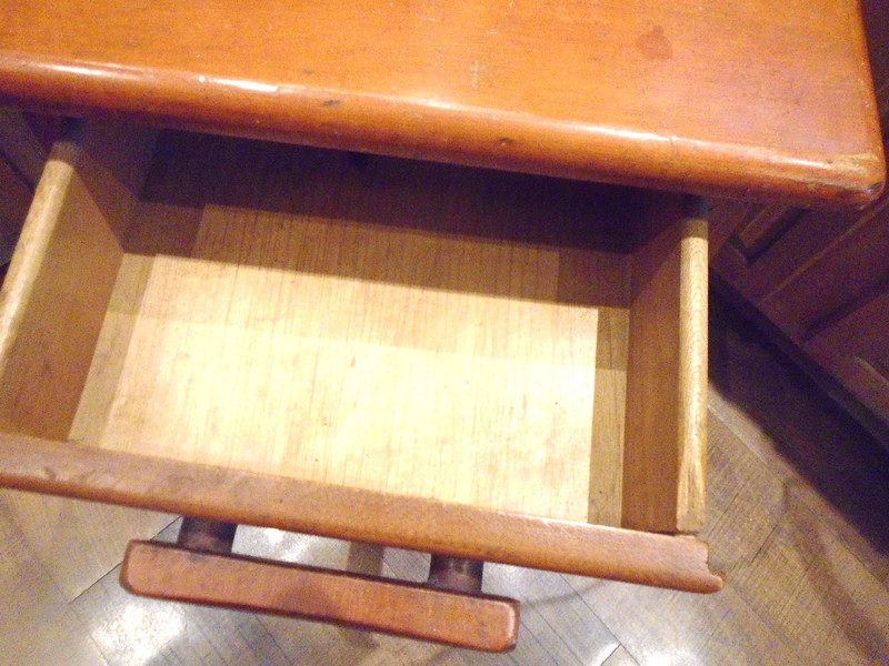 Vintage Maple Hepplewhite Style Splayed Leg Side Work Table Wood Handle antique gallery