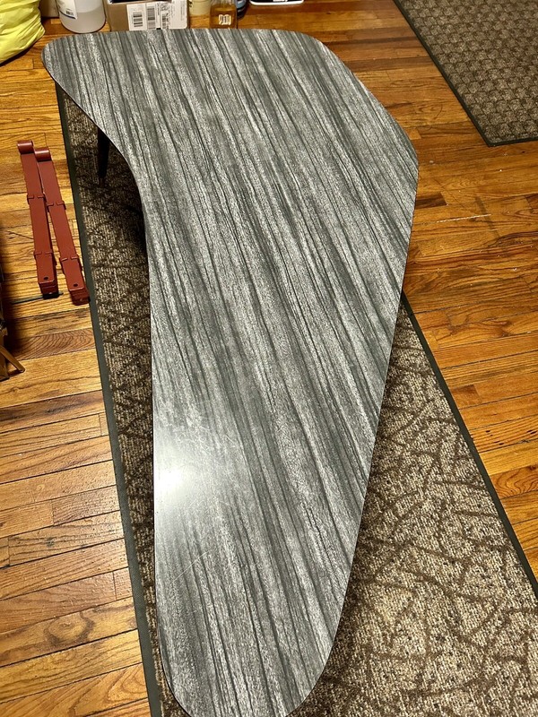Mid Century Modern Kidney Style Coffee Table Grey Finish gallery