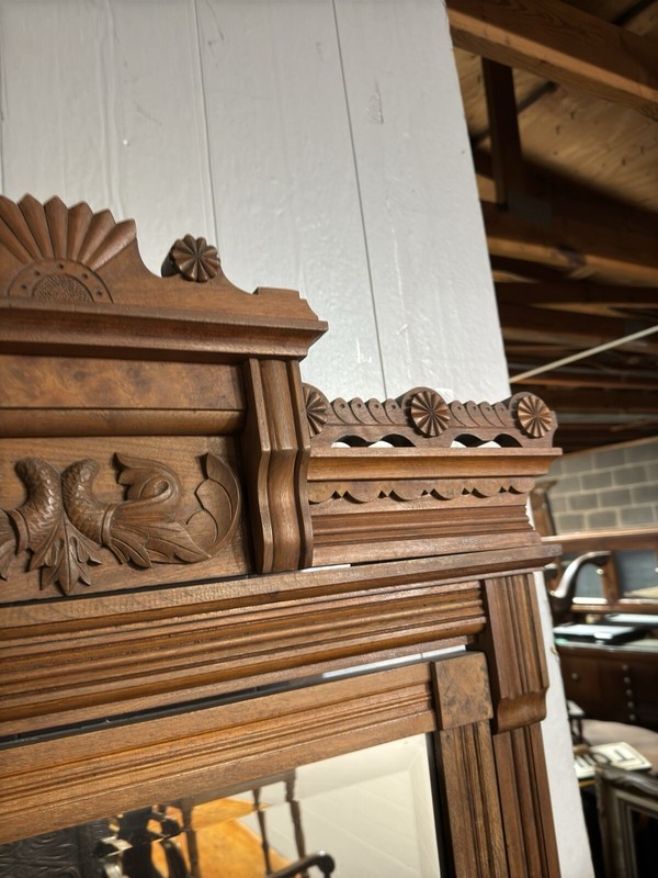 Antique victorian burl walnut high back washstand project marble top ornate 1880 gallery
