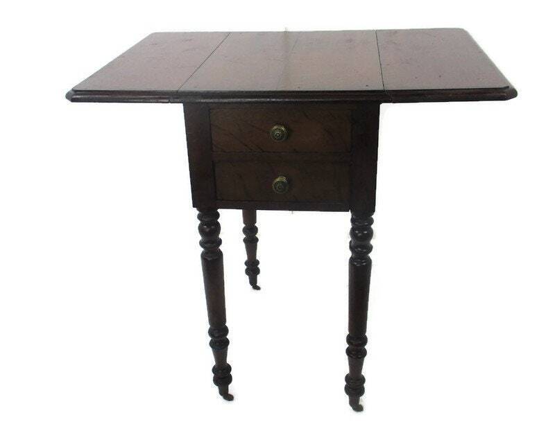 Antique Drop Leaf Gate Leg Table Cabinet Desk Hallway Furniture Drawers Sweet on