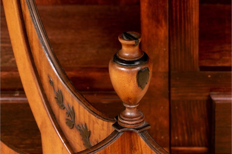 Neoclassical Swan Head Figured Maple Demilune Console Table gallery