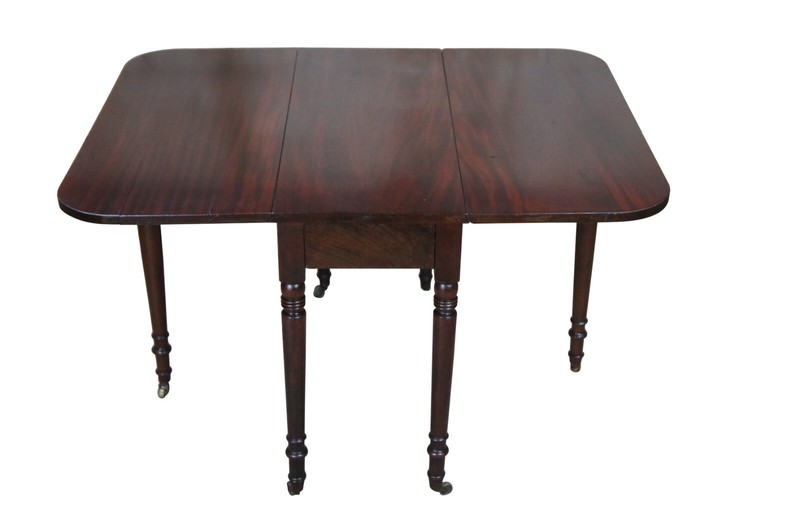 Antique American Sheraton Mahogany Drop Leaf Gate Leg Dining Table Console 46"