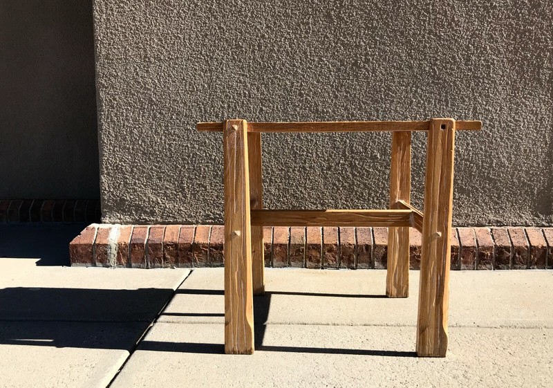 A Brandt Ranch Oak Unique Open Shelf Nightstand Side Table 17 1/4 x 25 x 21 3/4" gallery