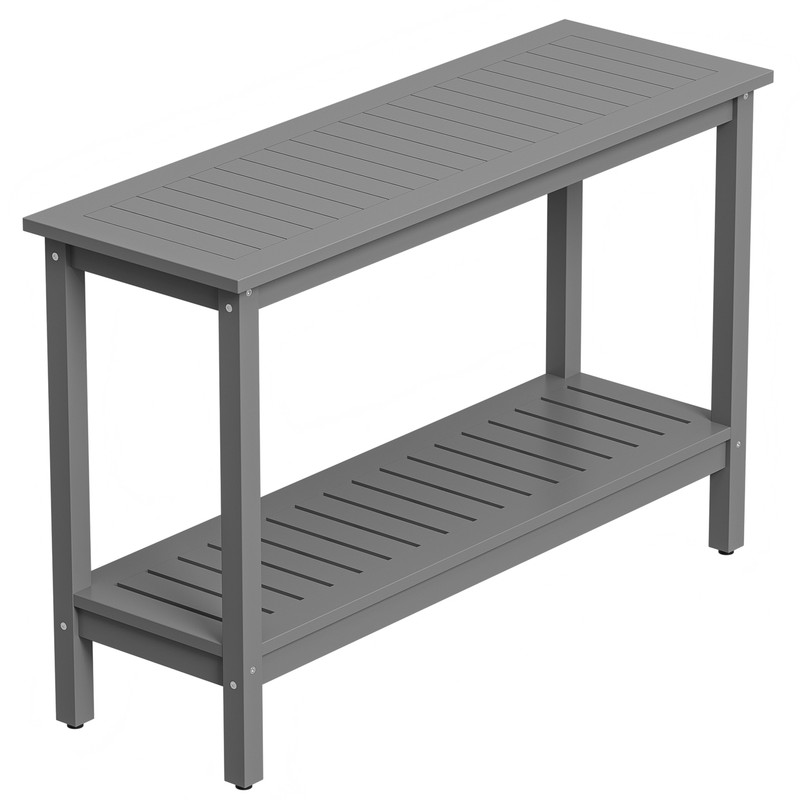 Gray Wooden Console Table 48in Indoor Outdoor Buffet Bar Storage Organizer