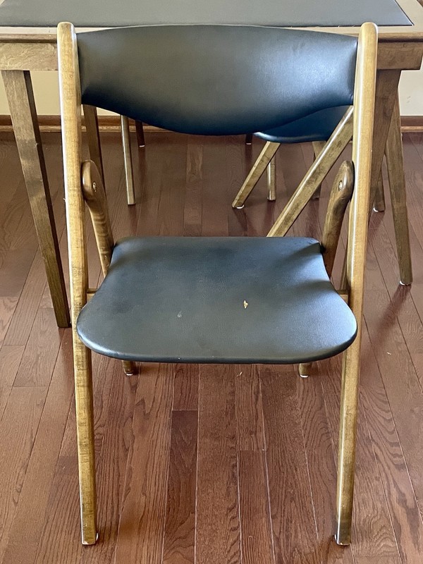 VINTAGE 5 PIECE MID CENTURY MODERN NORQUIST CORONET WONDERFOLD GAME TABLE CHAIRS gallery