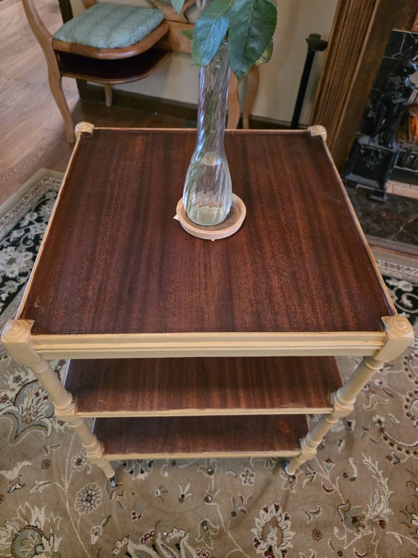Vintage Rengency Style 3 Tiered Table with Casters Solid Wood gallery