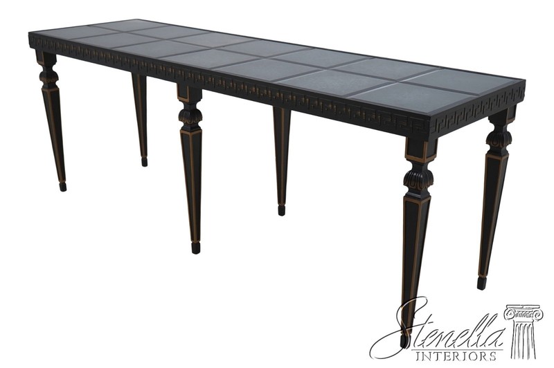 69703: Neoclassical Design Ebony & Gold Smoke Glass Top Console Table