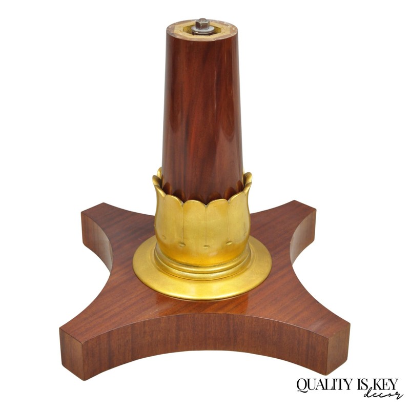 Vintage French Regency Style Mahogany & Gold Gilt Plume Table Pedestal Base (B)