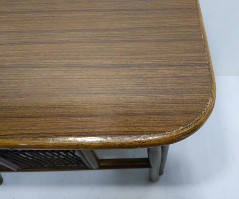 Vintage Bamboo Wood Formica Top Retro End Table Mid Century Modern Boho Chic gallery