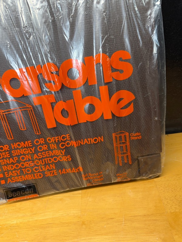 Vintage Plastic Parsons Table 14X14X14 Brown NOS Sealed gallery