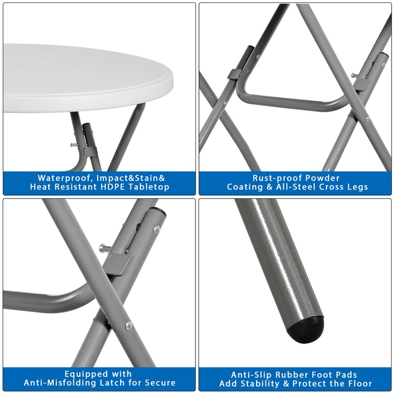 2.6FT Round Plastic Portable Folding Event Table for Kitchen Party Camping White gallery