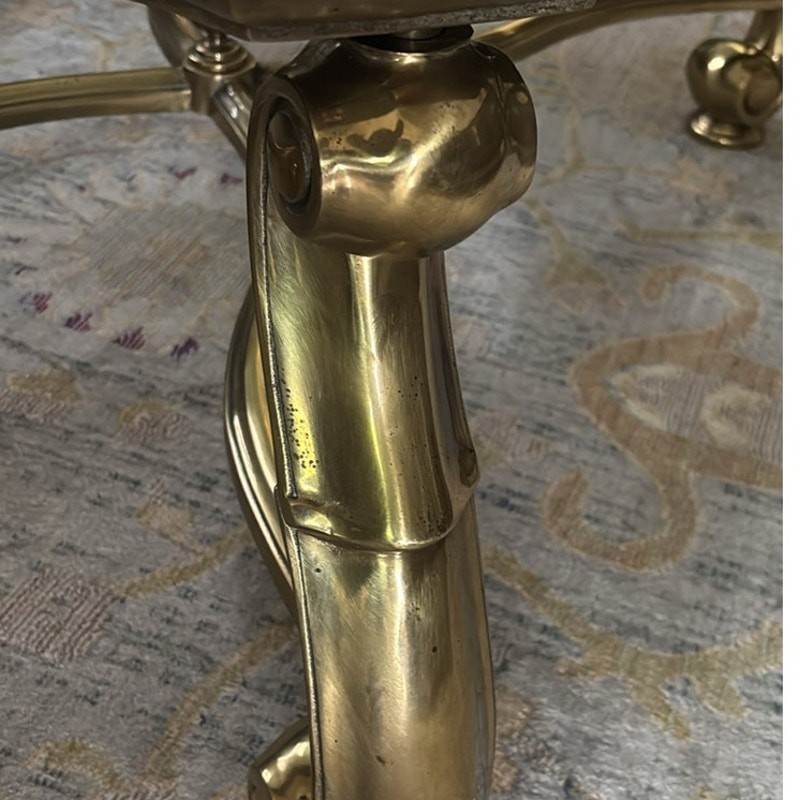 Vintage Hollywood Regency Brass Glass Coffee Table LaBarge Style 42x32 gallery