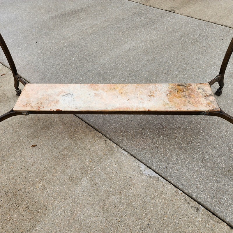 SHERRILL Patinated Console Table Metal Glass Marble 1970s gallery