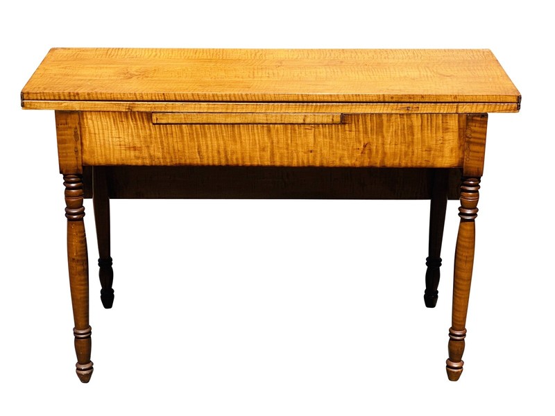 ANTIQUE COUNTRY PRIMITIVE TIGER MAPLE SHERATON DROP LEAF BAKERS TABLE gallery