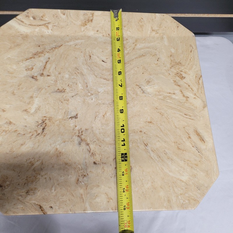Vtg Tessellated Fossil Stone Pedestal End Tables Maitland-Smith Style 17.5" Pair gallery