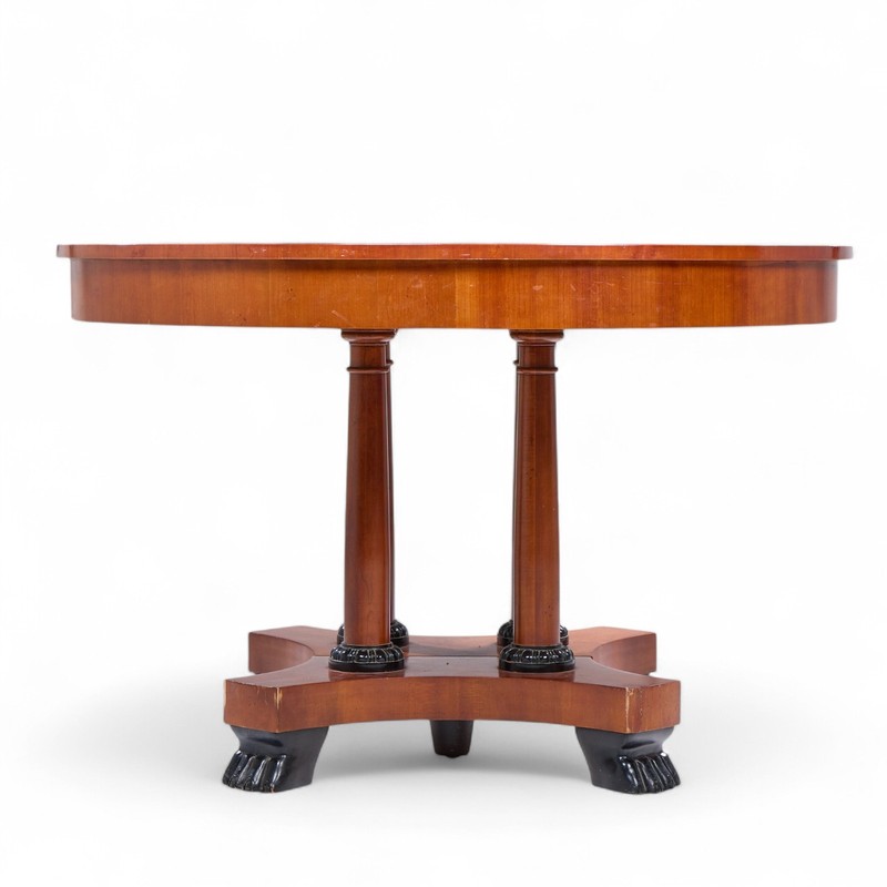 Baker Furniture Neoclassical Cherry Wood Expanding Dining Table with 2 Leaves gallery