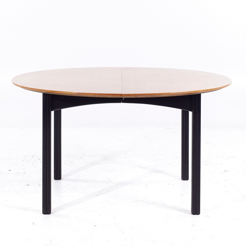 Michael Taylor for Baker Mid Century Walnut Expanding Dining Table with 2 Leaves gallery