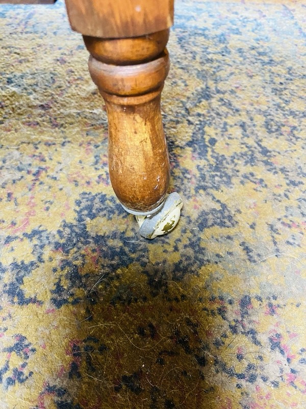 VINTAGE HAND PAINTED WOOD SIDE TABLE WITH CASTER WHEELS COOL PIECE SEE PHOTOS gallery