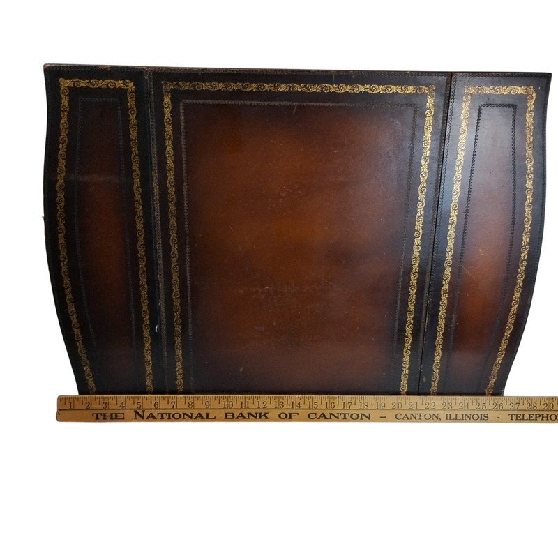 Forbert of Virginia Mahogany Drop Leaf Side Table Leather Top 24k Gold w/Drawer gallery