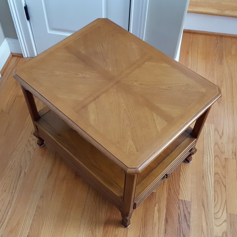 Vintage Drexel Heritage MCM End Table Two Tier Fruitwood/Pecan Lovely Warm Brown gallery