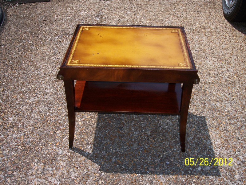 ANTIQUE STICKLEY OF GRAND RAPIDS END TABLE mahagony W/ LEATHER TOP EMPIRE STYL