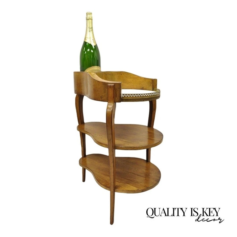 French Country Provincial Biedermeier Cherry Marble Side Table Ice Bucket Holder